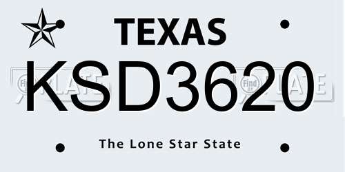 KSD3620 Texas License Plate