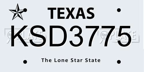 KSD3775 Texas License Plate