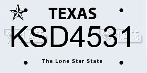 KSD4531 Texas License Plate