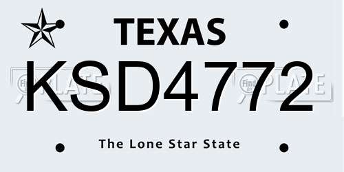 KSD4772 Texas License Plate