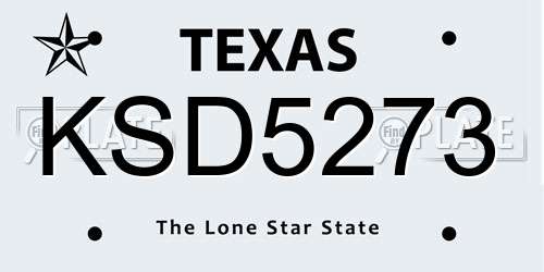 KSD5273 Texas License Plate
