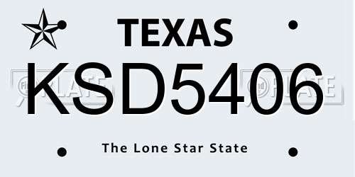 KSD5406 Texas License Plate