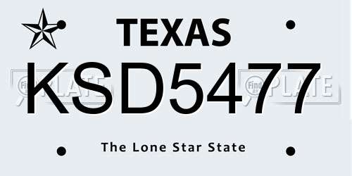 KSD5477 Texas License Plate