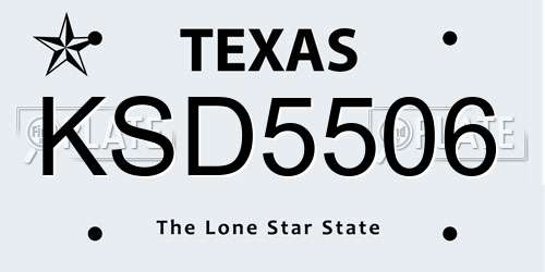 KSD5506 Texas License Plate