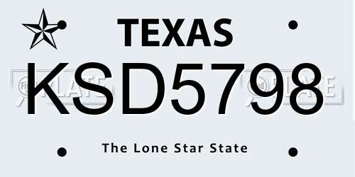 KSD5798 Texas License Plate