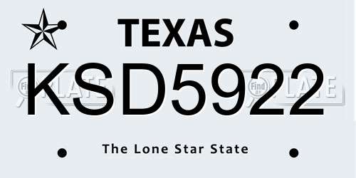 KSD5922 Texas License Plate
