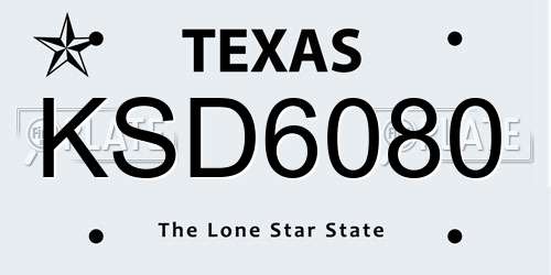 KSD6080 Texas License Plate