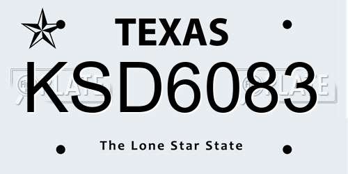 KSD6083 Texas License Plate