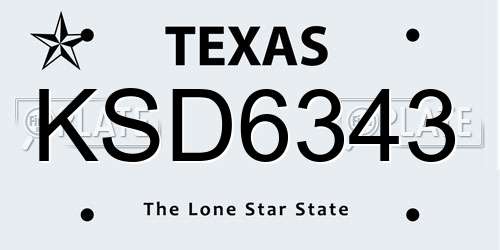KSD6343 Texas License Plate