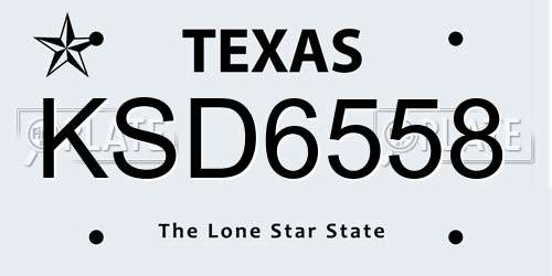 KSD6558 Texas License Plate