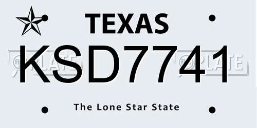 KSD7741 Texas License Plate