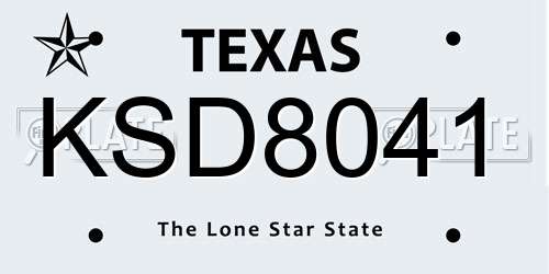 KSD8041 Texas License Plate