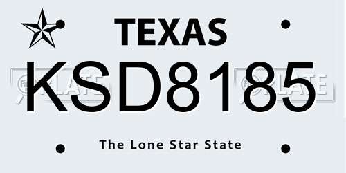 KSD8185 Texas License Plate