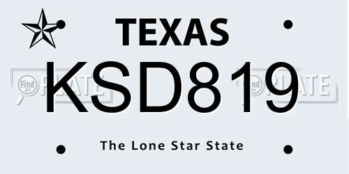 KSD819 Texas License Plate