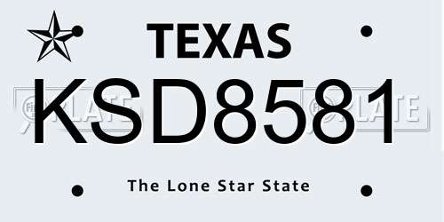 KSD8581 Texas License Plate