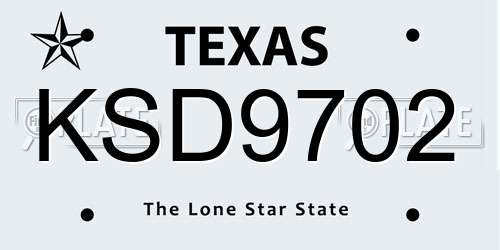 KSD9702 Texas License Plate