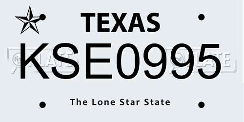 KSE0995 Texas License Plate