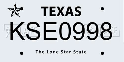 KSE0998 Texas License Plate