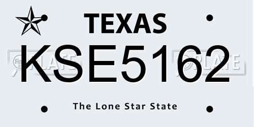 KSE5162 Texas License Plate