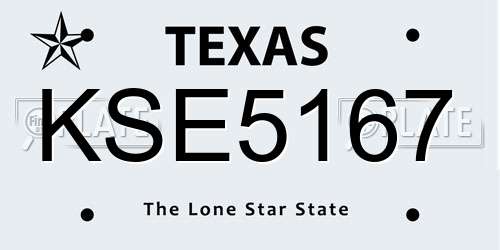 KSE5167 Texas License Plate