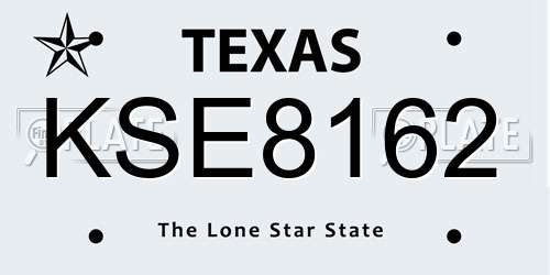 KSE8162 Texas License Plate