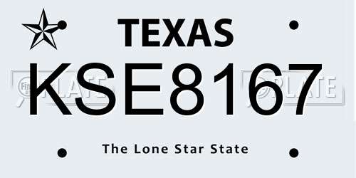 KSE8167 Texas License Plate
