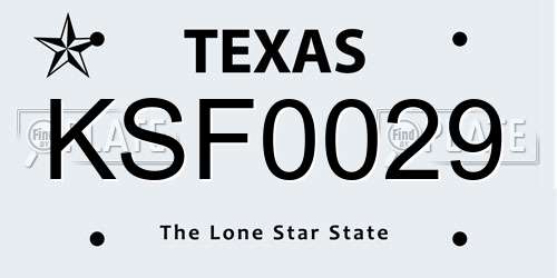 KSF0029 Texas License Plate