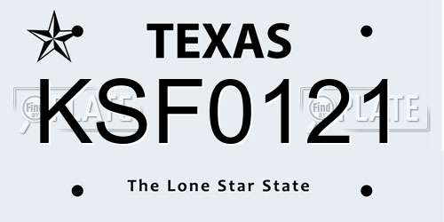 KSF0121 Texas License Plate