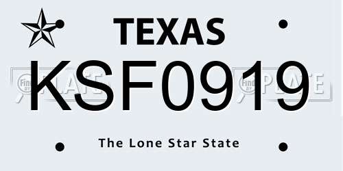 KSF0919 Texas License Plate