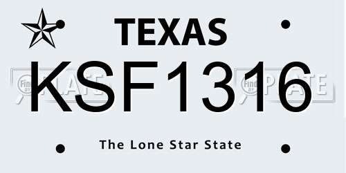 KSF1316 Texas License Plate