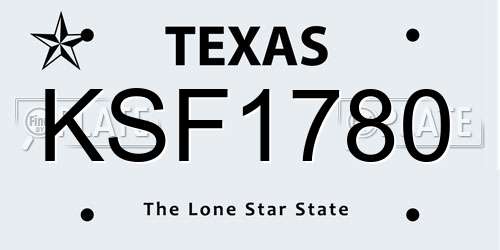 KSF1780 Texas License Plate