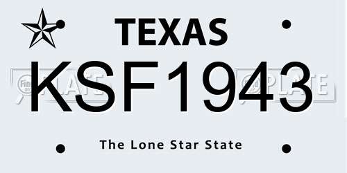 KSF1943 Texas License Plate