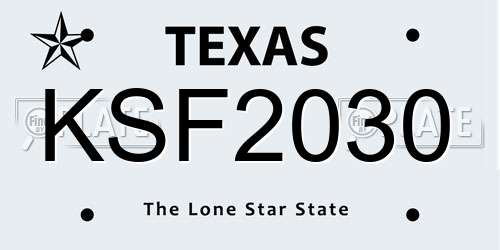 KSF2030 Texas License Plate