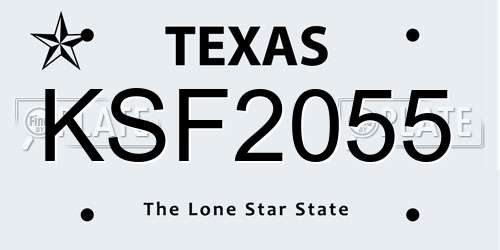 KSF2055 Texas License Plate