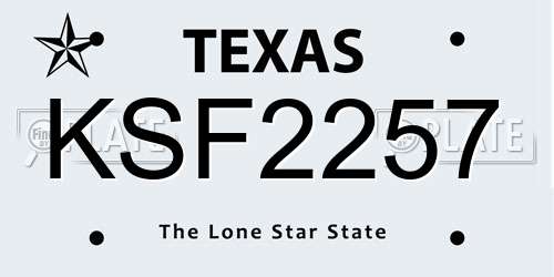 KSF2257 Texas License Plate