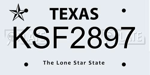 KSF2897 Texas License Plate