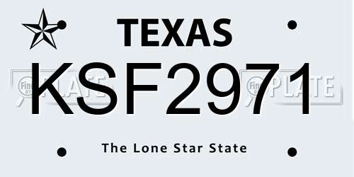 KSF2971 Texas License Plate