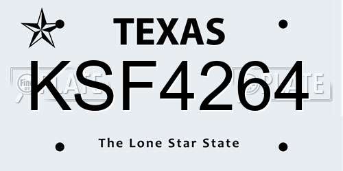 KSF4264 Texas License Plate