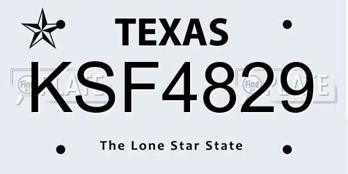 KSF4829 Texas License Plate