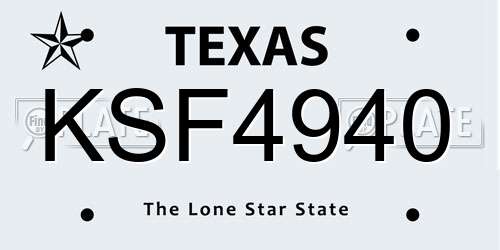 KSF4940 Texas License Plate