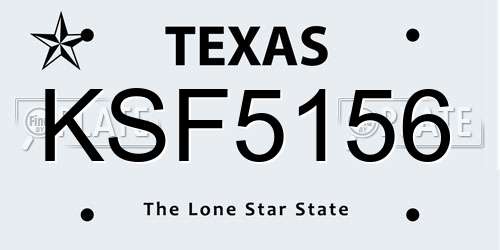 KSF5156 Texas License Plate
