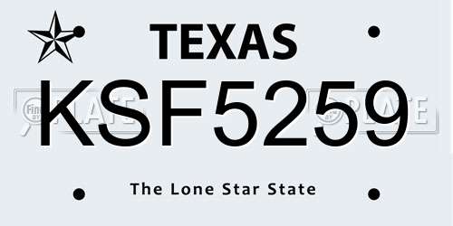 KSF5259 Texas License Plate