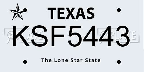 KSF5443 Texas License Plate