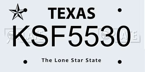 KSF5530 Texas License Plate