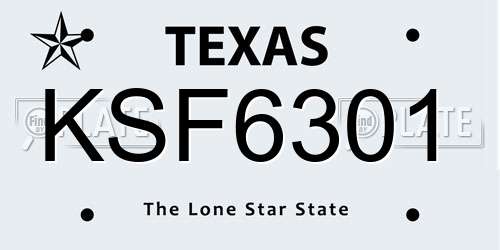 KSF6301 Texas License Plate