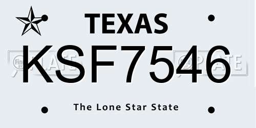 KSF7546 Texas License Plate