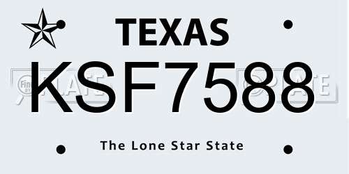 KSF7588 Texas License Plate