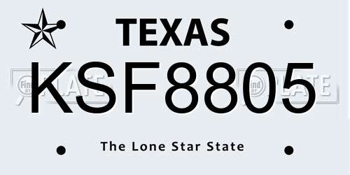 KSF8805 Texas License Plate