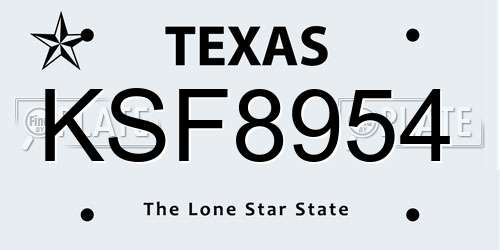 KSF8954 Texas License Plate