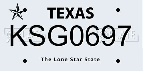 KSG0697 Texas License Plate